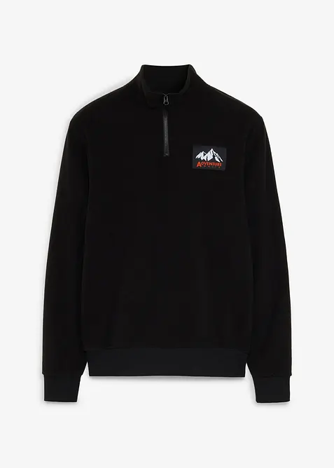 Fleecepullover in Regular Fit in schwarz von vorne - bonprix