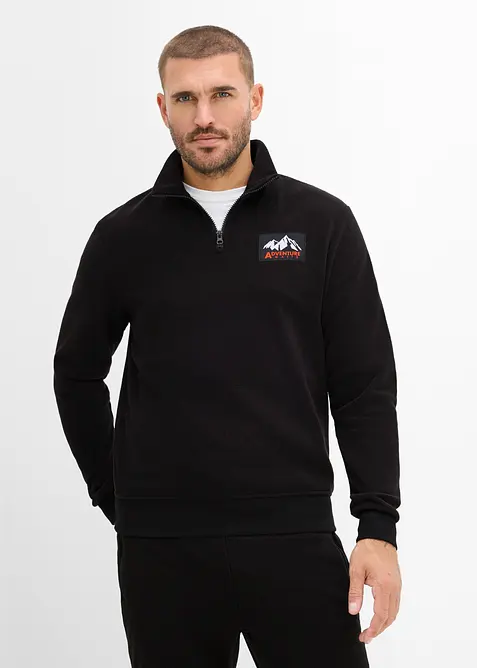 Fleecepullover in Regular Fit in schwarz von vorne (im Anschnitt) - bonprix