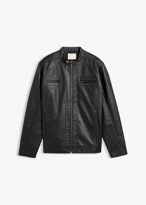 Lederimitat-Jacke in Regular Fit in schwarz von vorne - bonprix