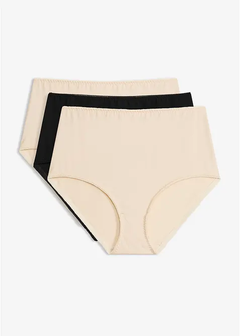 Microfaser Highwaist Slip (3er Pack) in schwarz von vorne - bonprix