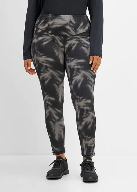 Thermo Sport-Leggings mit Handytasche, schnelltrocknend in schwarz von vorne - bonprix