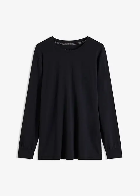 Sport-Shirt mit Baumwolle, schnelltrocknend in schwarz von vorne - bonprix