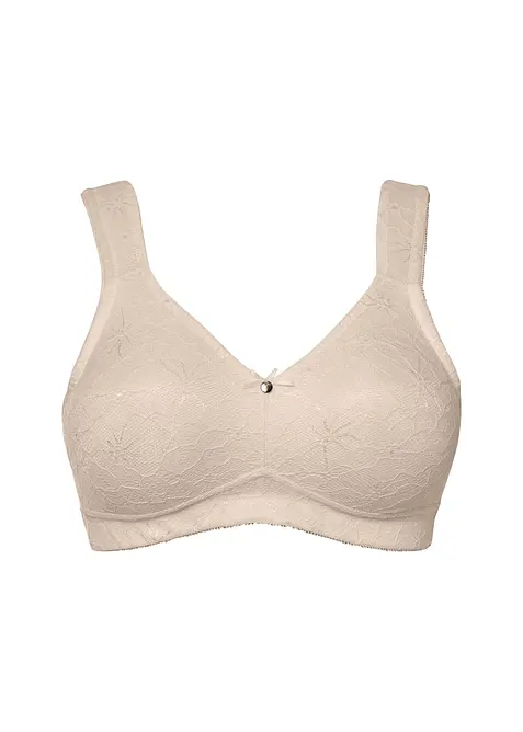 Entlastungs-BH ohne Bügel mit gepolsterten Trägern in beige von vorne - bonprix
