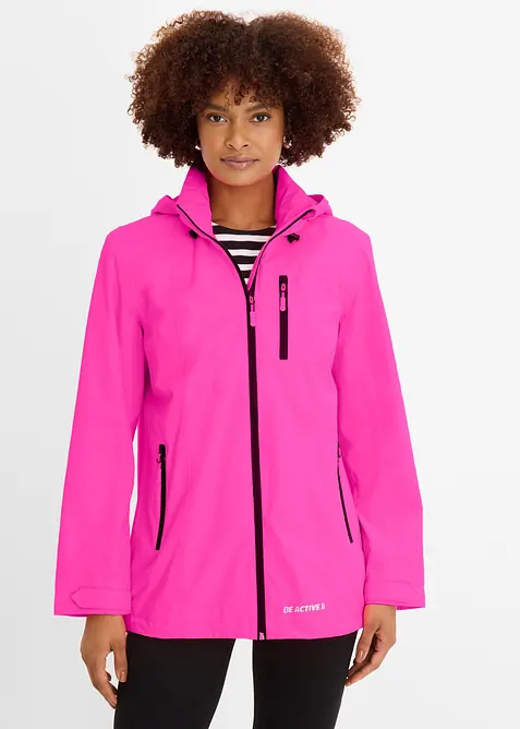 wasserabweisende, reflektierende Funktions-Jacke in pink von vorne (im Anschnitt) - bonprix