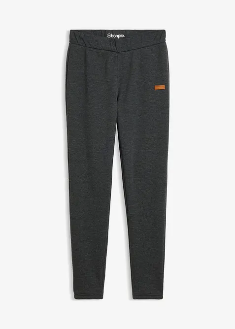 Thermo-Leggings mit Teddyfutter in grau von vorne - bonprix