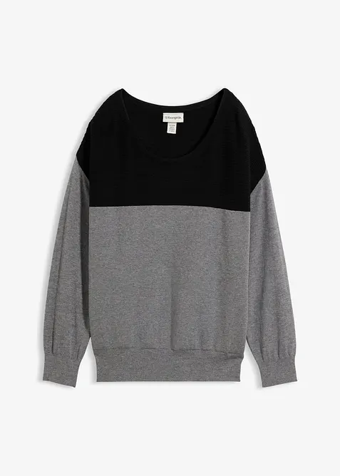 Oversize-Pullover in schwarz von vorne - bonprix