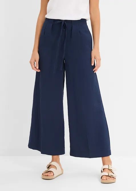 Culotte aus fließendem Viskose-Mix in blau von vorne - bonprix