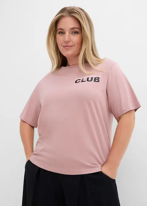 T-Shirt aus reiner Bio-Baumwolle in rosa von vorne (im Anschnitt) - bonprix