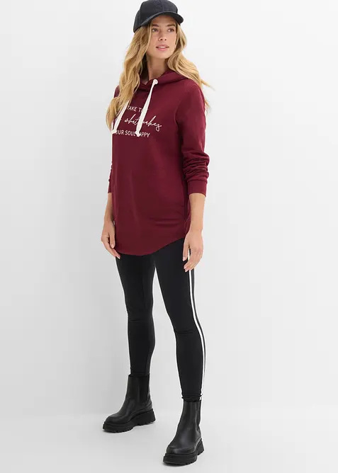 Jogginganzug mit Long-Sweatshirt und Leggings (2-tlg.) in rot von vorne (Totalaufnahme) - bonprix