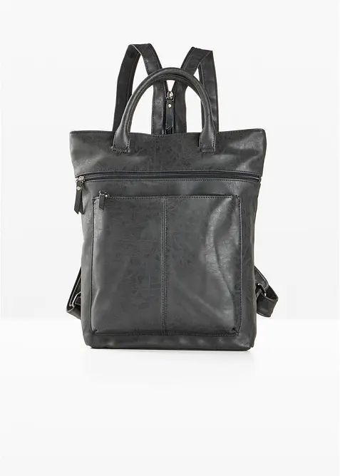 Rucksack mit Außentaschen in schwarz von vorne - bonprix