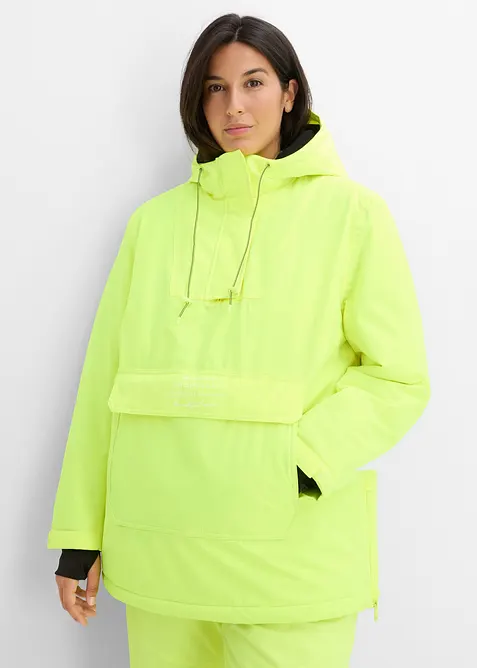 wasserdichte Ski-Funktions-Schlupfjacke mit Fleece-Futter in gelb von vorne (im Anschnitt) - bonprix