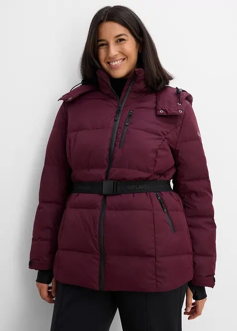 wasserabweisende Ski Daunenjacke mit wärmeisolierender Funktion in rot von vorne (im Anschnitt) - bonprix