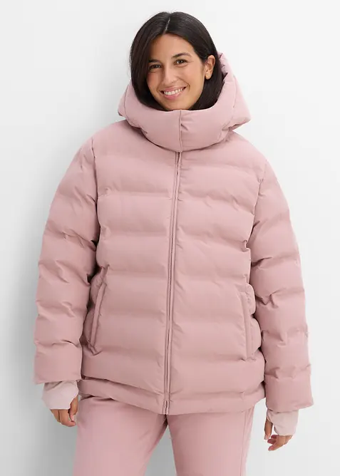 Wasserabweisende Skijacke in rosa von vorne (im Anschnitt) - bonprix