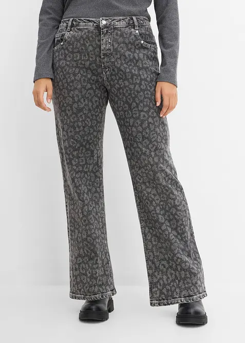 Straight-Jeans High Waist in grau von vorne - bonprix