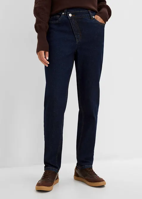 Mom-Jeans High Waist in blau von vorne - bonprix