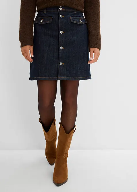 Jeansrock mit Knopfleiste in blau von vorne - bonprix
