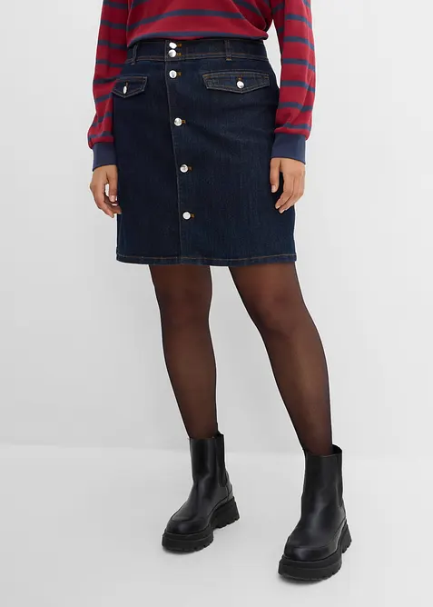 Jeansrock mit Knopfleiste in blau von vorne - bonprix