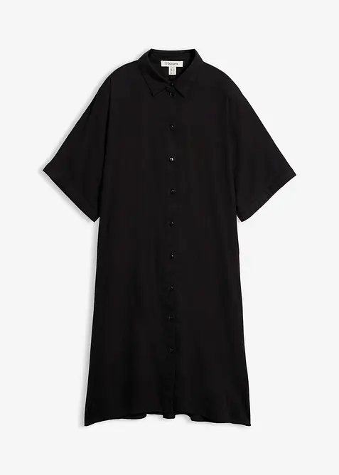 Blusenkleid aus feiner Viskose in schwarz von vorne - bonprix