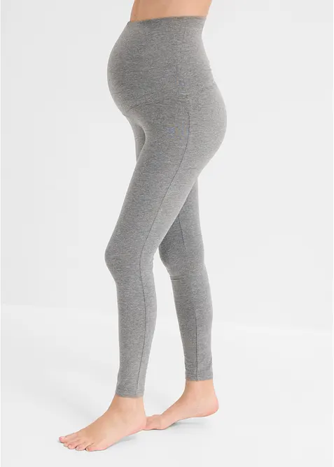 Umstandsleggings aus Bio-Baumwolle in grau von vorne - bonprix