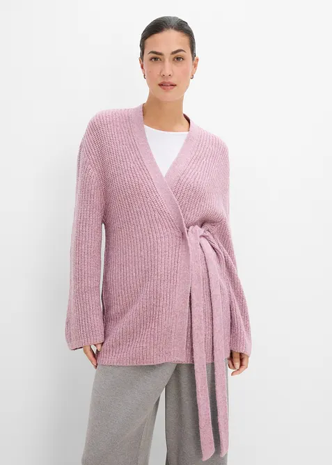 Oversize-Wickelcardigan in rosa von vorne (im Anschnitt) - bonprix