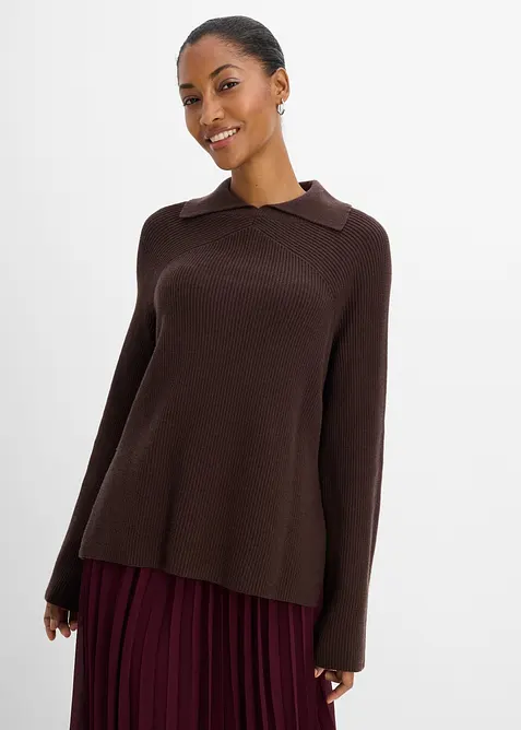Grobstrick-Pullover mit Turtleneck in braun von vorne (im Anschnitt) - bonprix