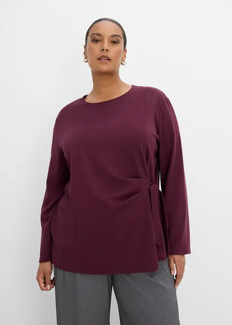 Langarmshirt aus feinem Viskose-Mix in rot von vorne (im Anschnitt) - bonprix