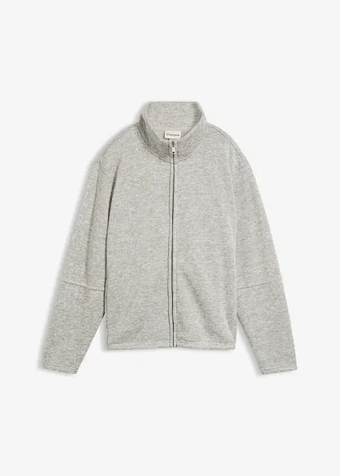 Fleecejacke mit Stehkragen in grau von vorne - bonprix