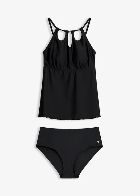 Tankini mit Cut-Outs (2-tlg.Set) in schwarz von vorne - bonprix