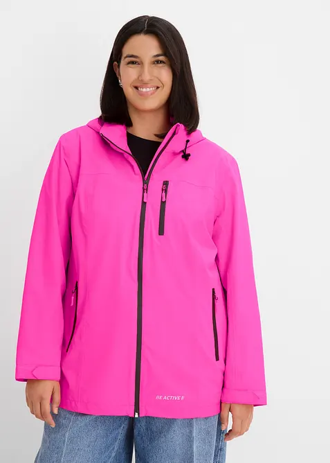 wasserabweisende, reflektierende Funktions-Jacke in pink von vorne (im Anschnitt) - bonprix