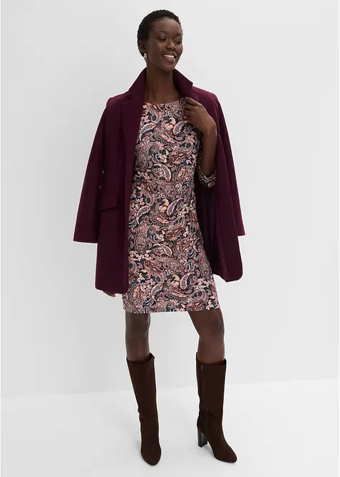 Shirtkleid mit Paisley-Druck in blau im Look von vorne (Totalaufnahme) - bonprix