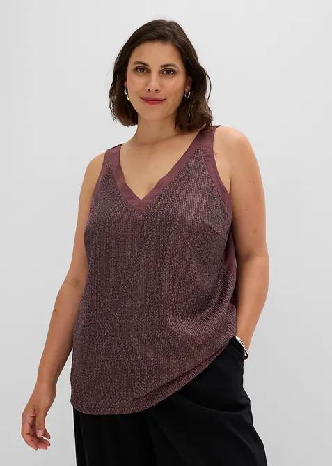 Top mit Pailletten in lila von vorne (im Anschnitt) - bonprix