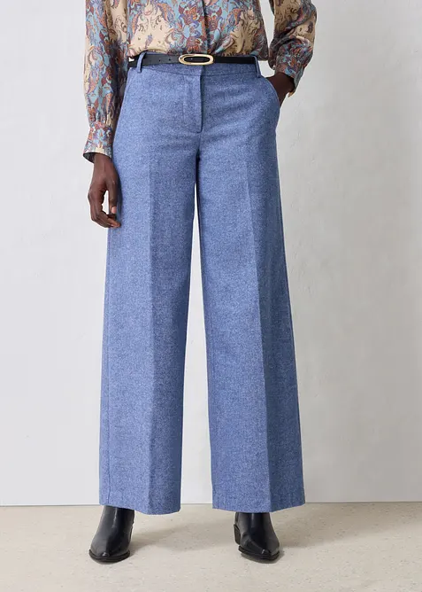 Wollhose mit Fischgratmuster in blau von vorne - bonprix