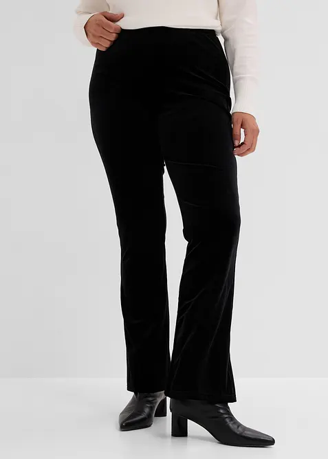 Leggings aus softem Samt in schwarz von vorne - bonprix