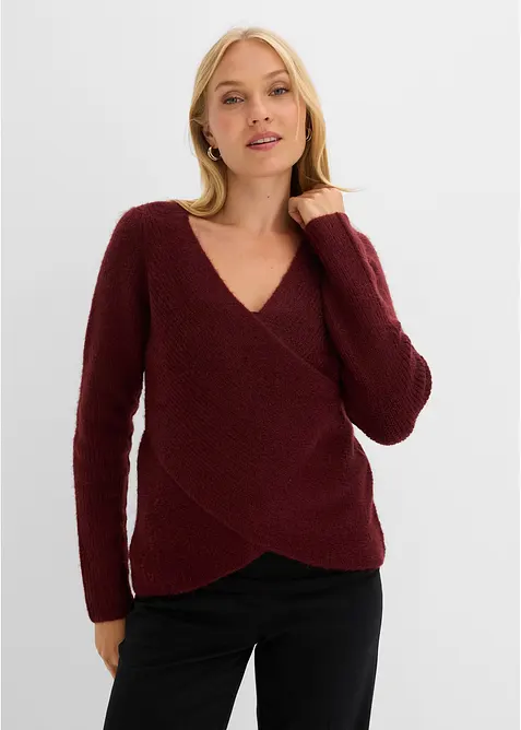Wickelpullover mit V-Ausschnitt in rot von vorne (im Anschnitt) - bonprix