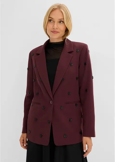 Oversize-Blazer mit Schmuckdetails in rot von vorne (im Anschnitt) - bonprix