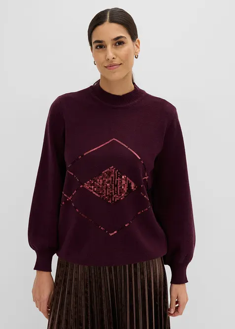 Pullover mit Pailletten in rot von vorne (im Anschnitt) - bonprix