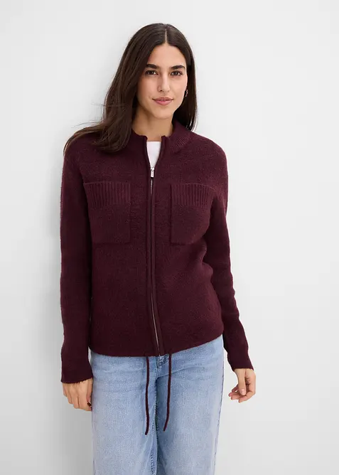 Feinstrickjacke in rot von vorne (im Anschnitt) - bonprix