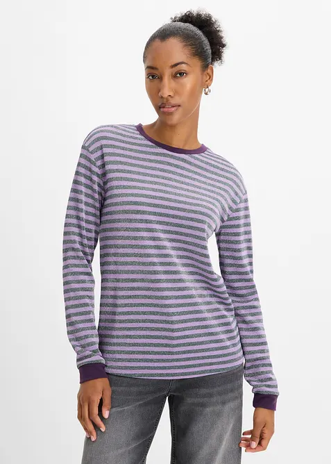 Langarmshirt mit Glitzergarn in grün von vorne (im Anschnitt) - bonprix