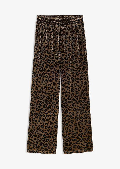 Palazzo-Hose aus softem Samt in braun von vorne - bonprix