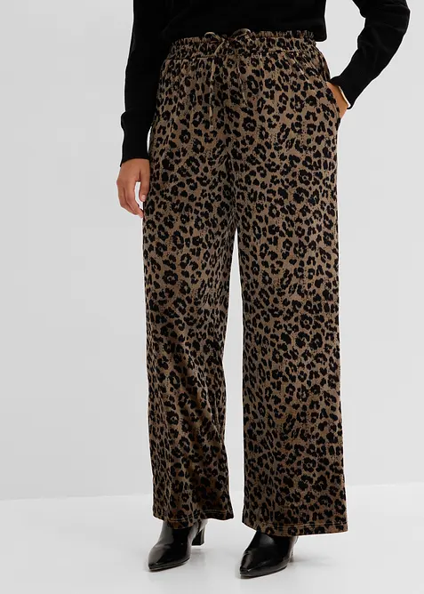 Palazzo-Hose aus softem Samt in braun von vorne - bonprix