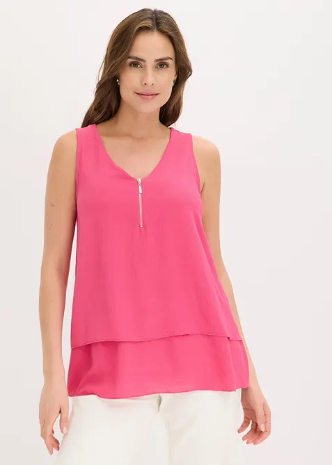 Top mit Zipper in pink von vorne (im Anschnitt) - bonprix