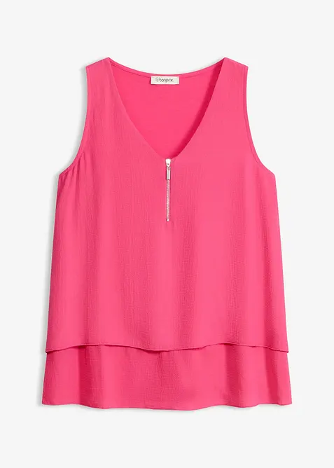 Top mit Zipper in pink von vorne - bonprix