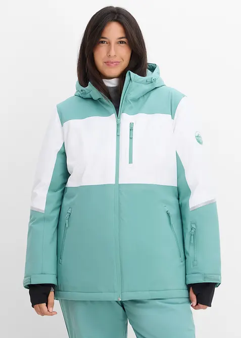 Wasserdichte Ski Funktionsjacke in grün von vorne (im Anschnitt) - bonprix