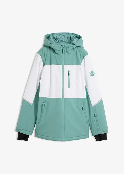 Wasserdichte Ski Funktionsjacke in grün von vorne - bonprix