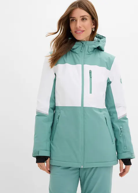 Wasserdichte Ski Funktionsjacke in grün von vorne (im Anschnitt) - bonprix