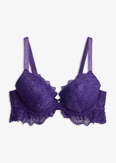 Schalen-BH aus weicher Spitze in lila von vorne - bonprix