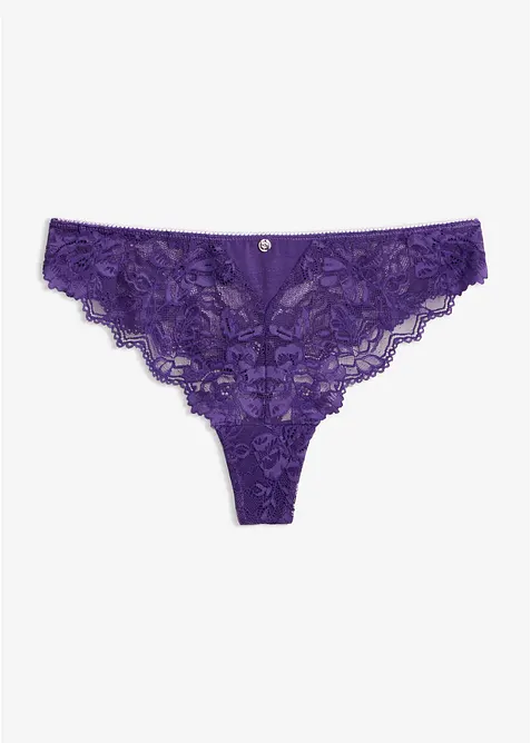 String mit weicher Spitze in lila von vorne - bonprix