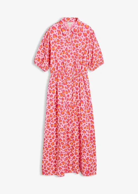 Musselin-Blusenkleid aus reiner Baumwolle in rosa von vorne - bonprix