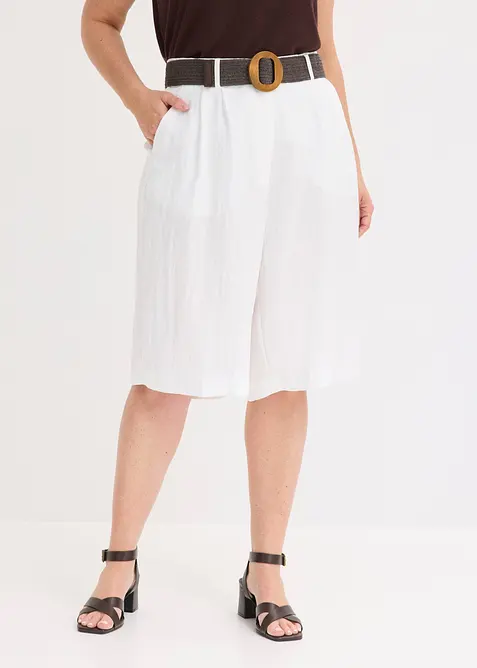 Bermuda-Shorts mit Gürtel (2-tlg. Set) in weiß von vorne - bonprix