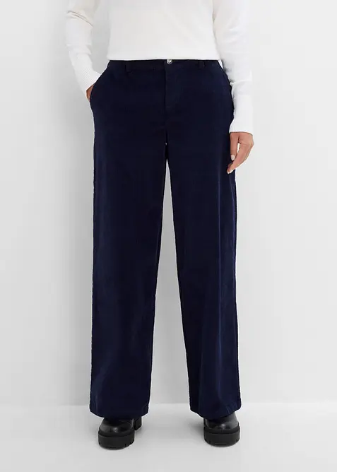 Cordhose aus elastischem Baumwoll-Mix in blau von vorne - bonprix